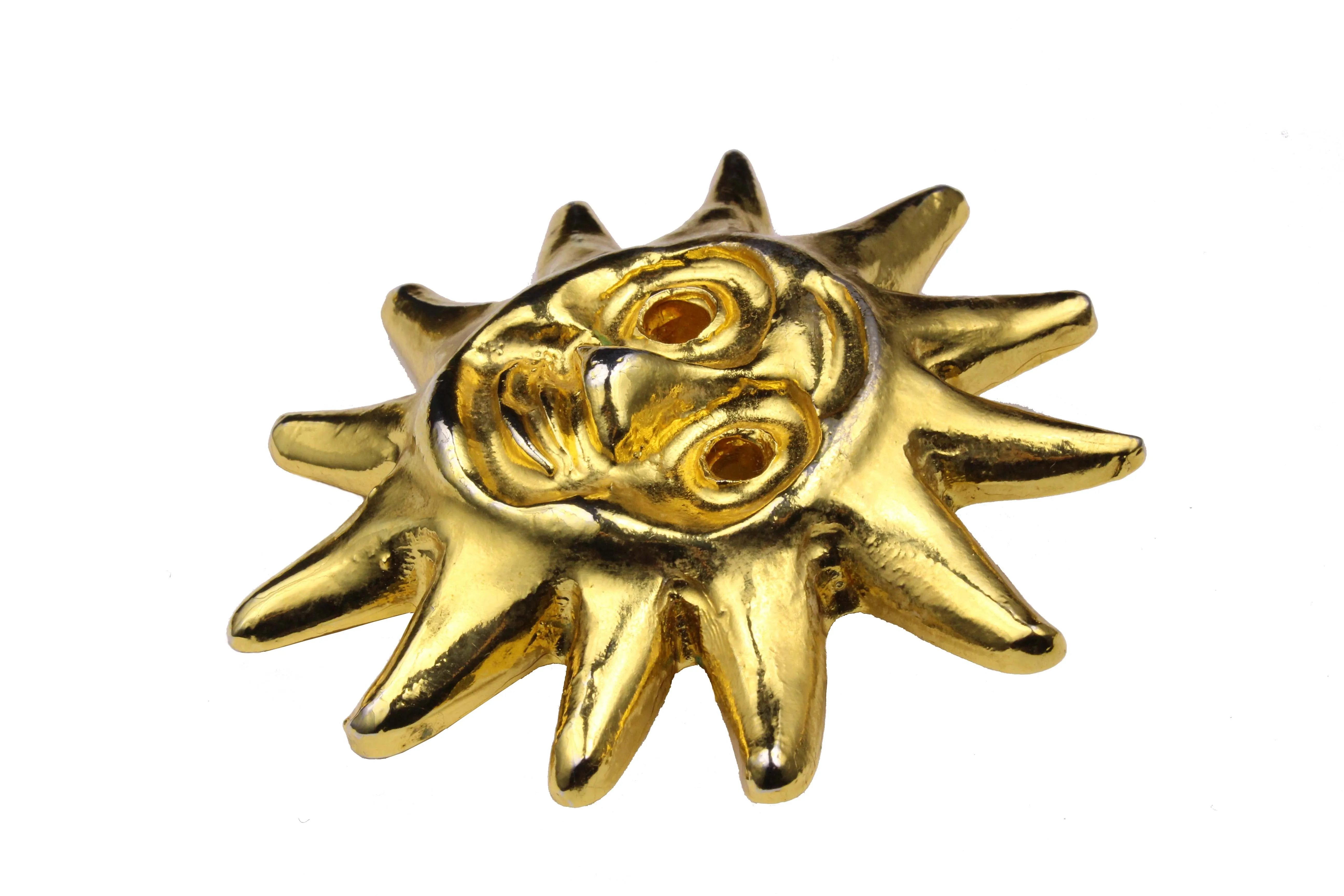 CHRISTIAN LACROIX large sun face brooch