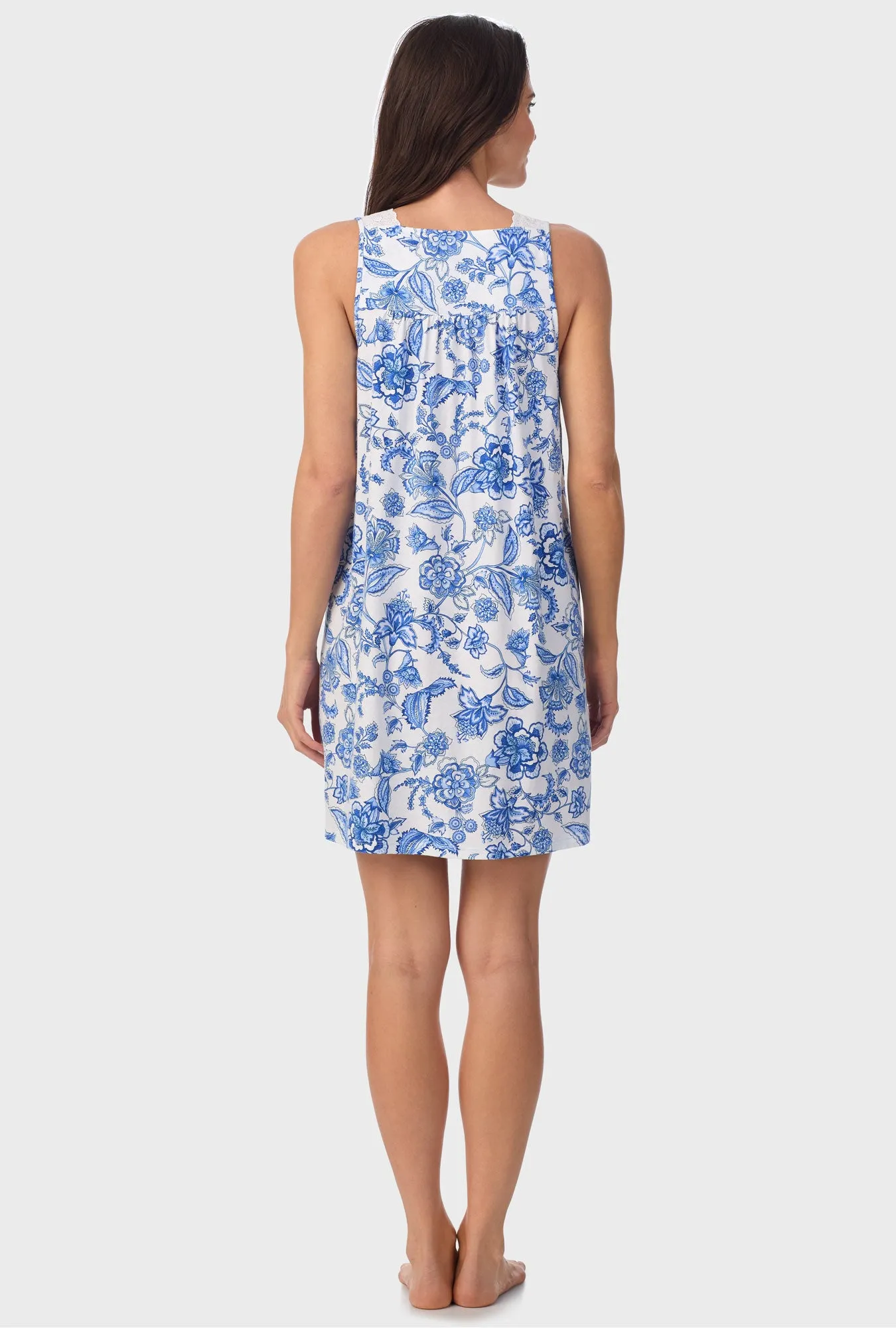 Cobalt Blue Floral Vine Sleeveless Chemise