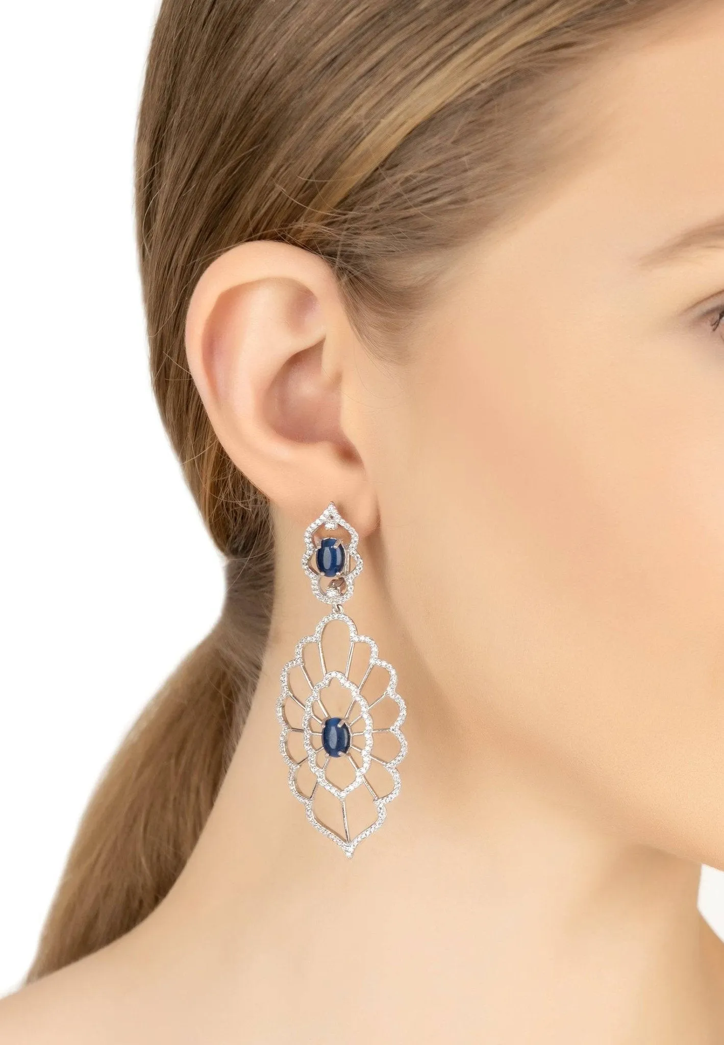 Countessa Earrings White Blue Silver