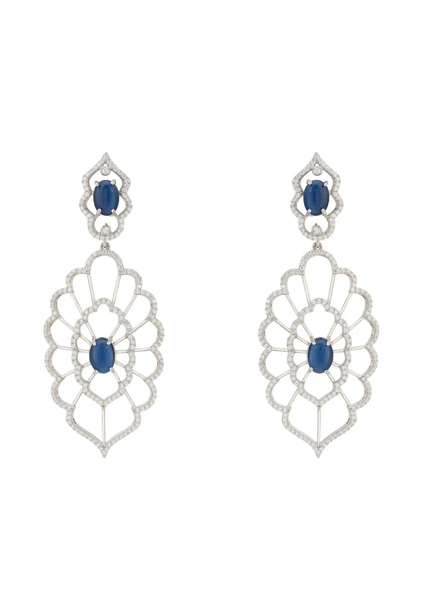 Countessa Earrings White Blue Silver