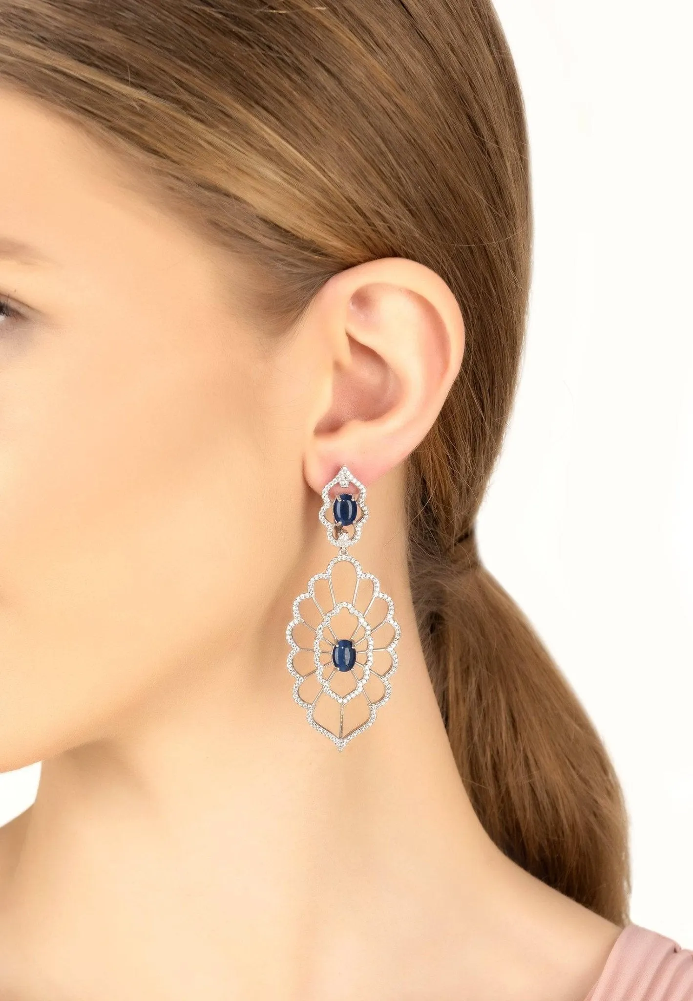 Countessa Earrings White Blue Silver