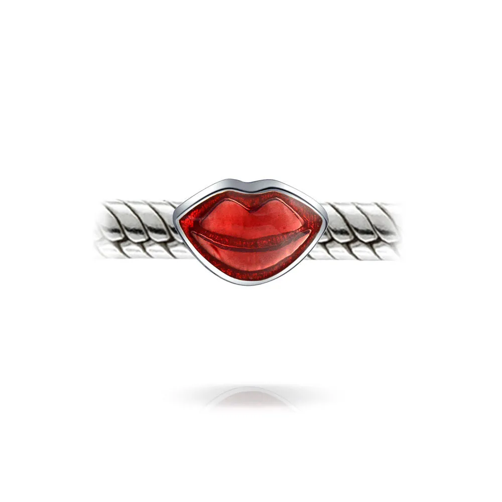 Couples Valentine Sexy Smile Kissing Lips Perfume Bead .925 Silver