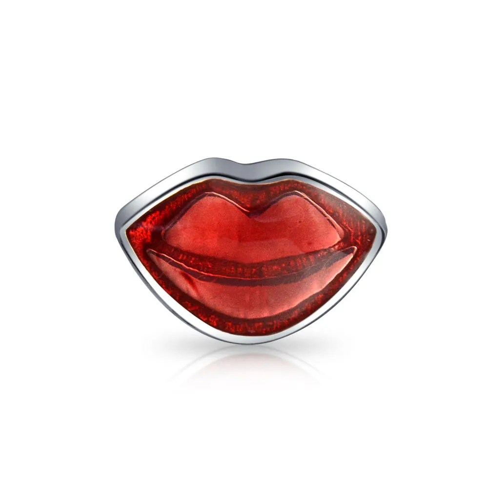Couples Valentine Sexy Smile Kissing Lips Perfume Bead .925 Silver