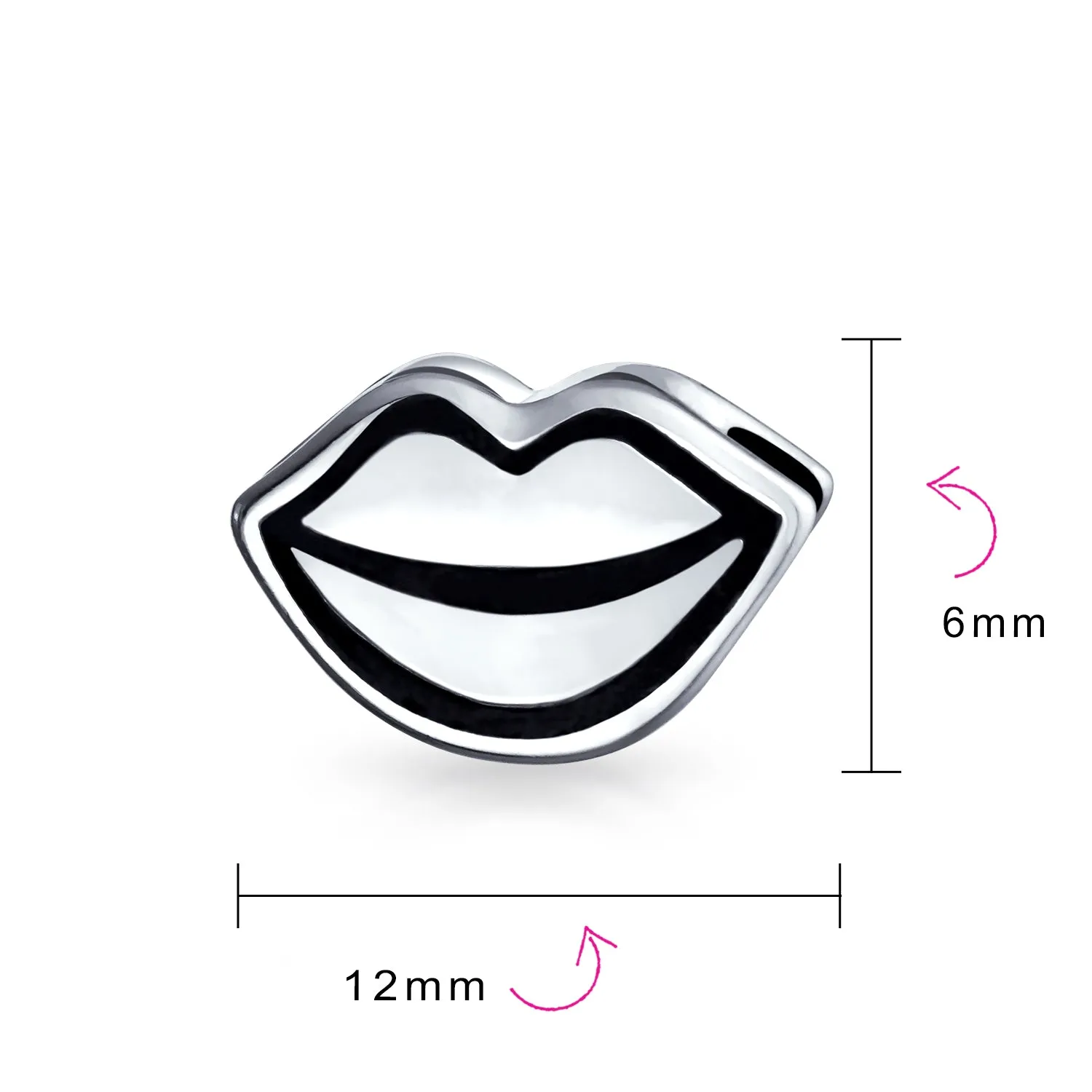 Couples Valentine Sexy Smile Kissing Lips Perfume Bead .925 Silver