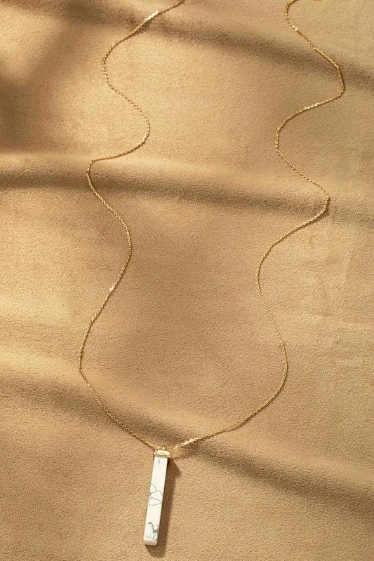 Crush Long Bar Stone Pendant Necklace