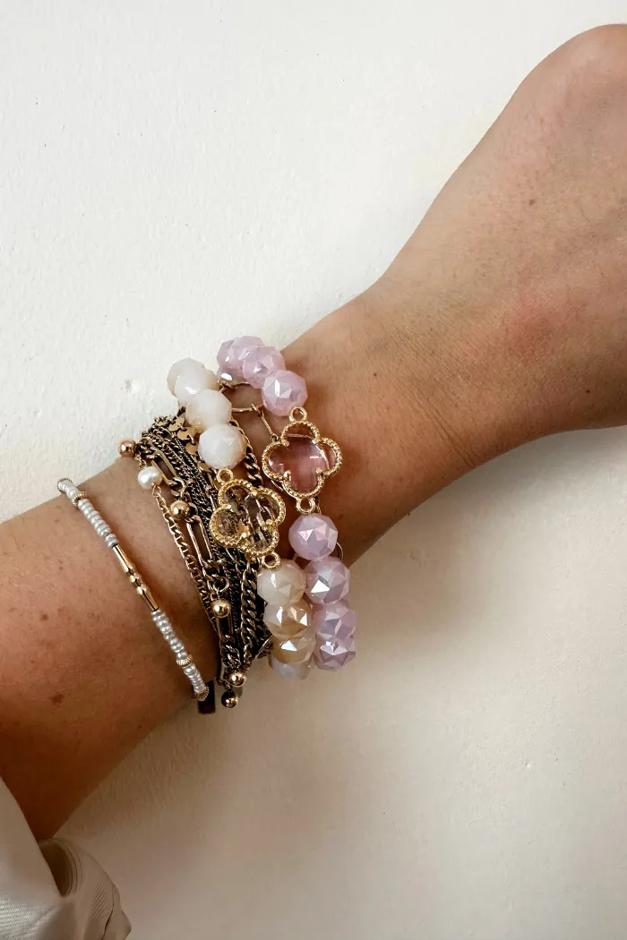 Crystal Clover Stacking Bracelet