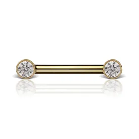Yellow Gold Cubic Zirconia Engraved Nipple Barbell by Maria Tash - Elegant Body Jewelry