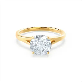 DAHLIA - Round Diamond Split Shank Solitaire 18k Yellow Gold Engagement Ring