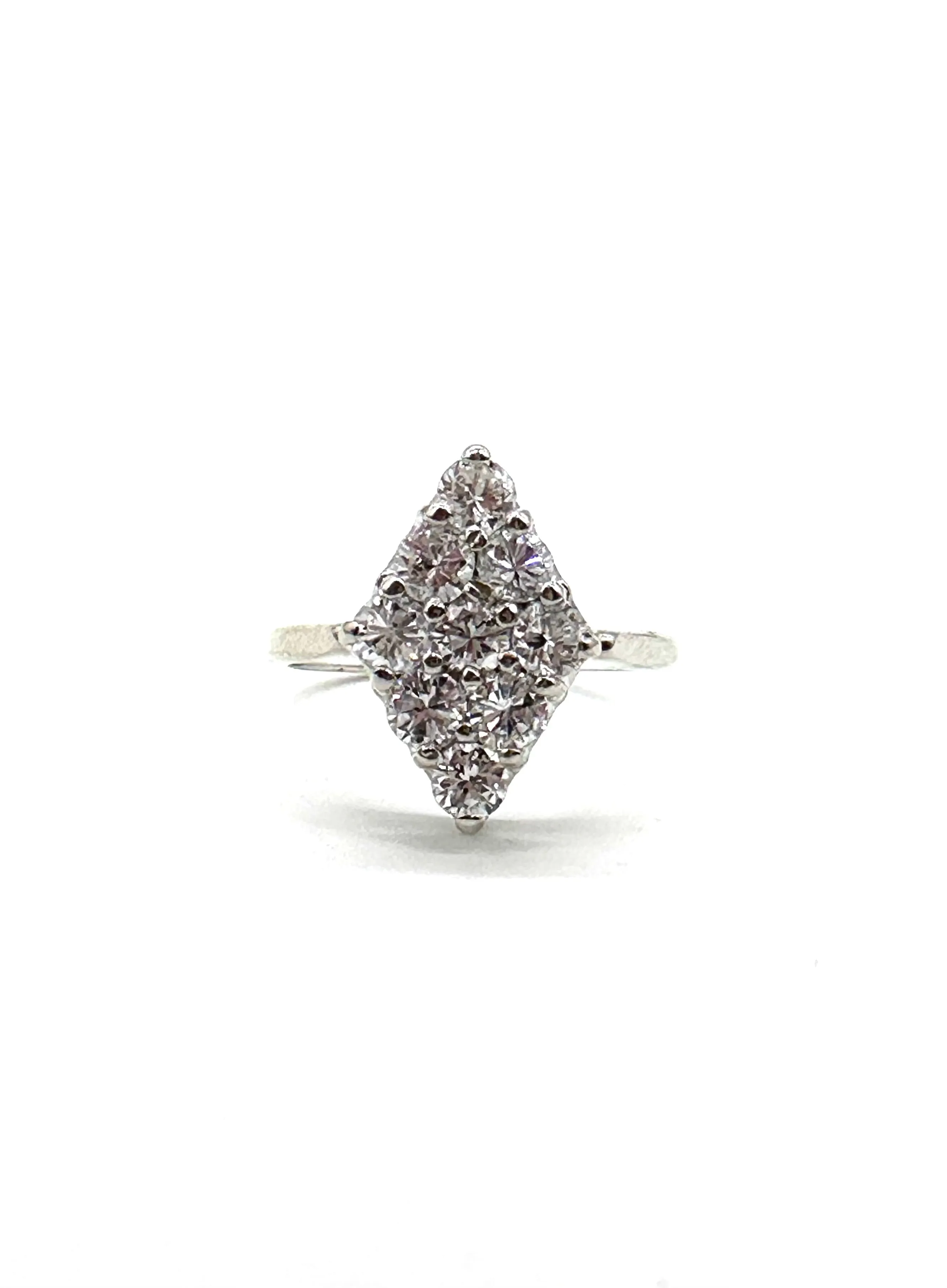Diamond Marquise shaped cluster ring