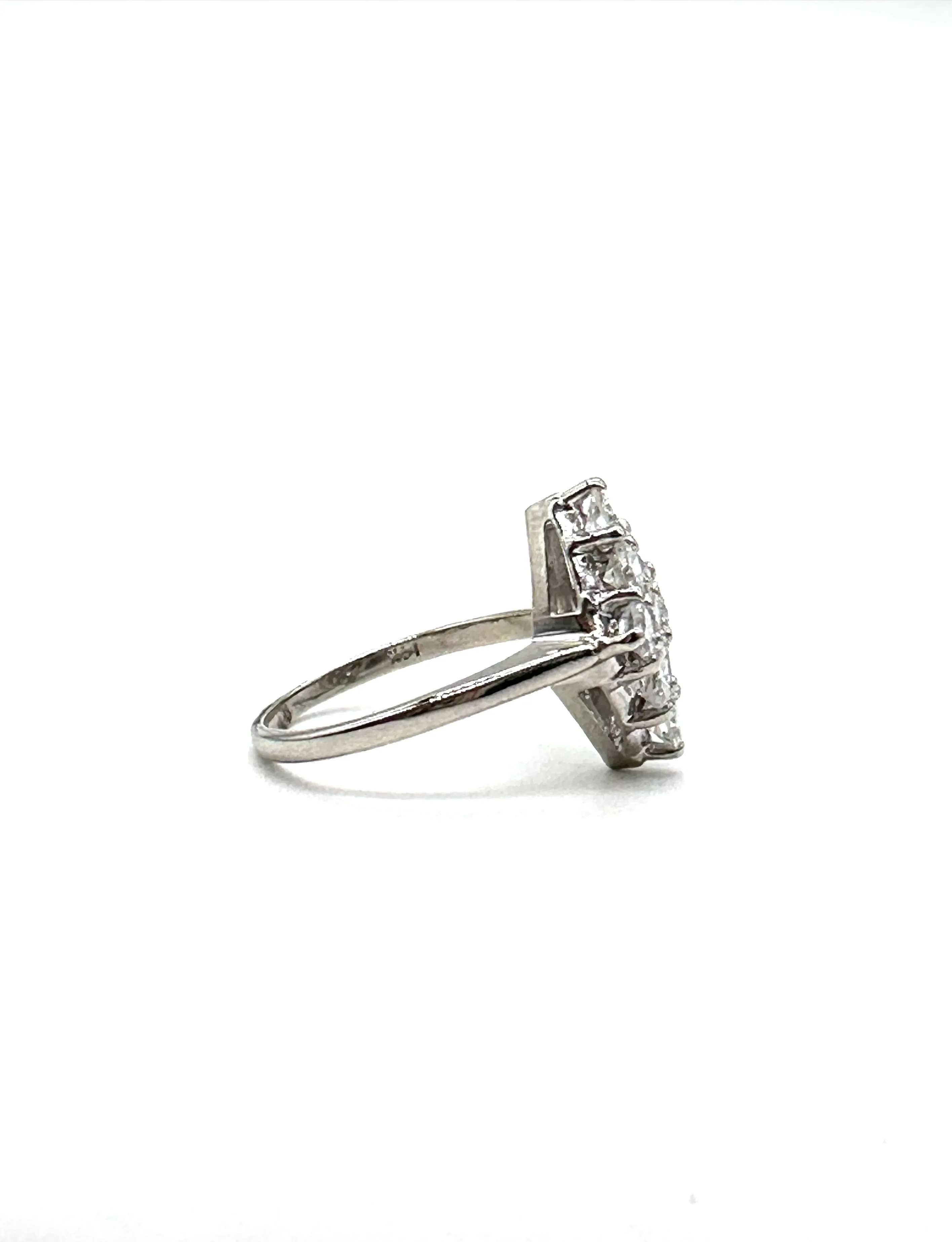 Diamond Marquise shaped cluster ring