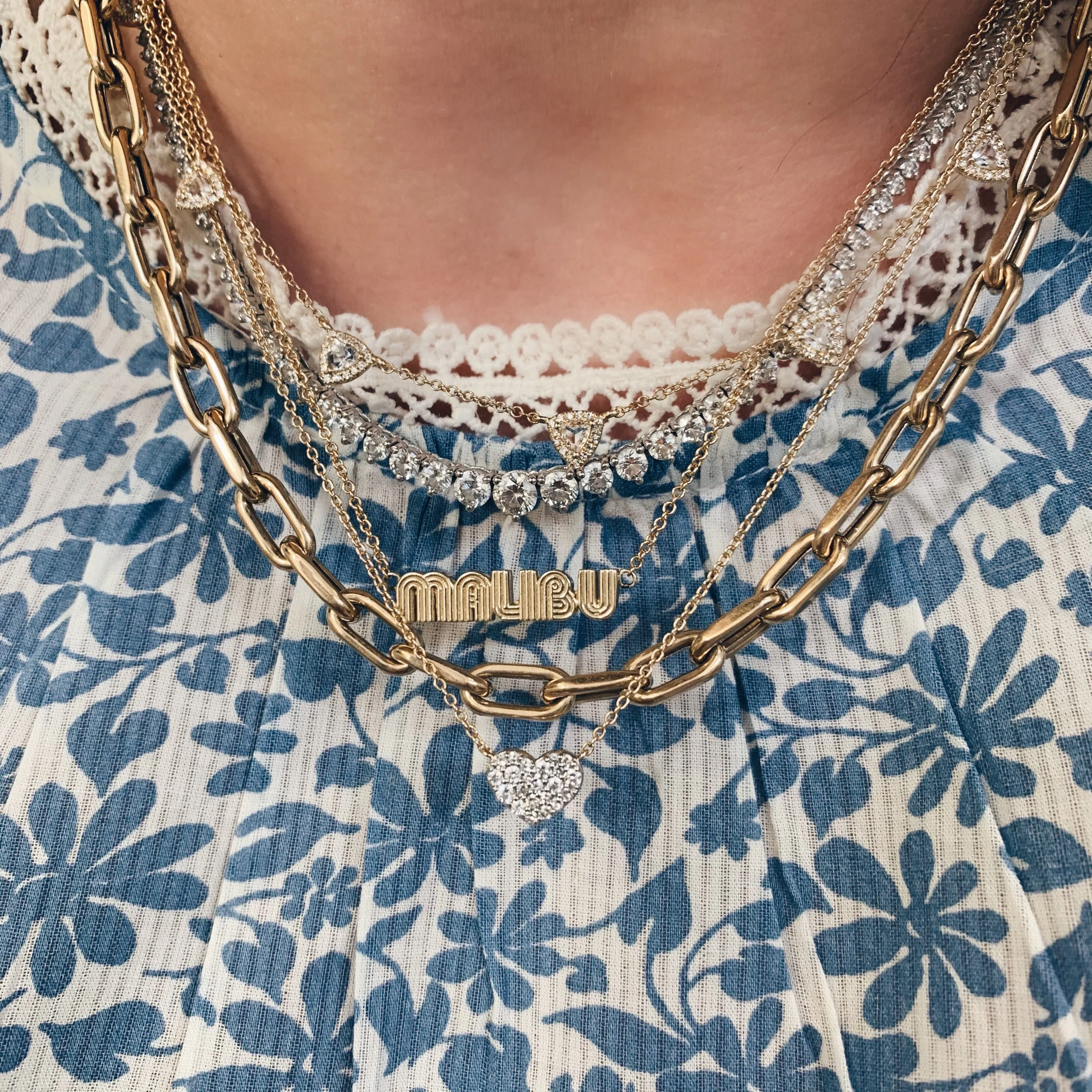 Diamond Smushed Heart Necklace
