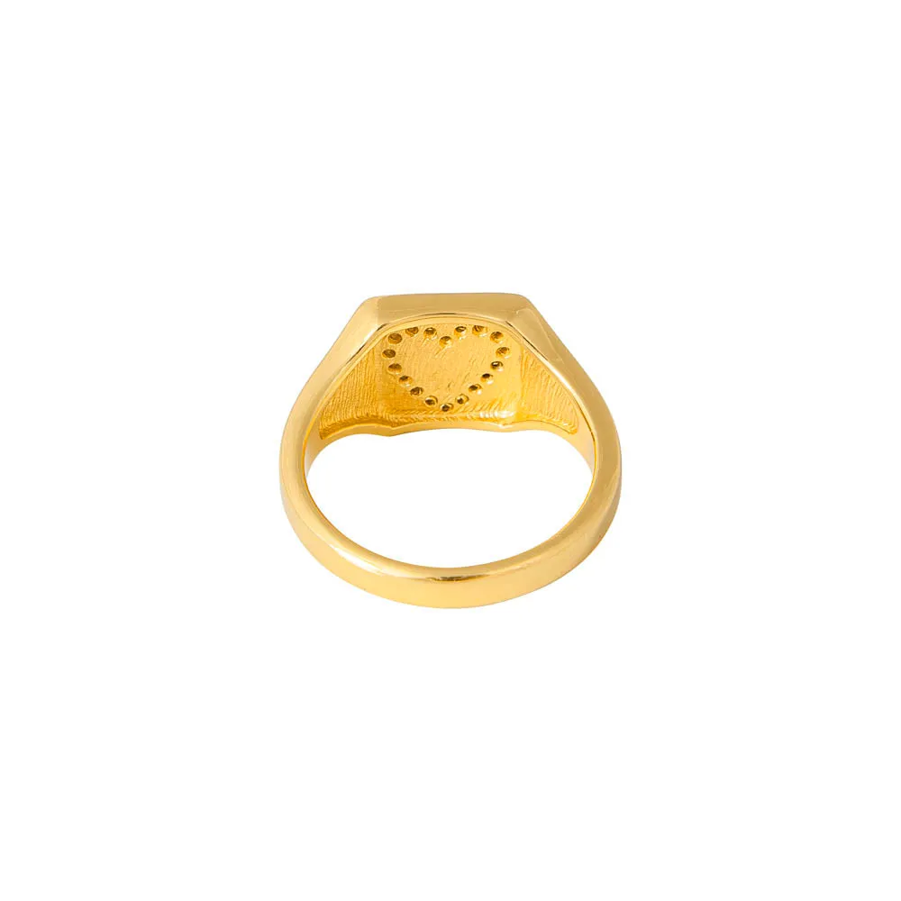 Fairley Crystal Heart Signet ring