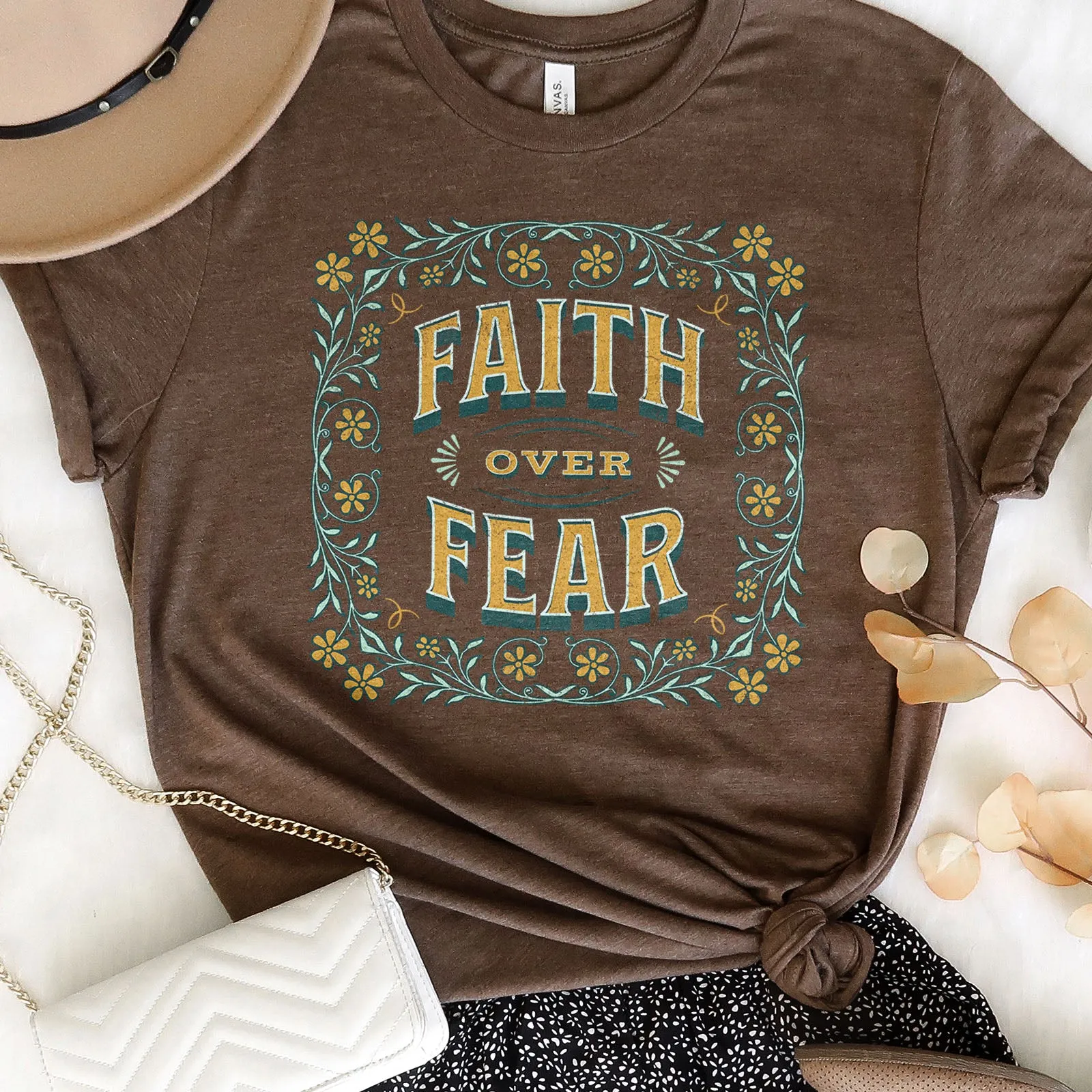 Faith Over Fear Vintage Floral Tee
