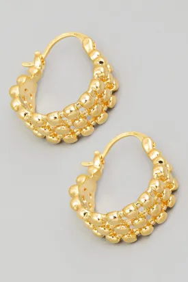 FAME METALLIC BEAD PINCATCH HOOP EARRINGS