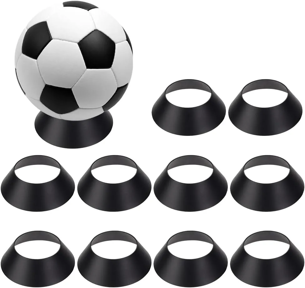 FINGERINSPIRE 10 Pcs Ball Display Stand Black Sphere Holder 2.5inch Plastic Memorabilia Ball Pedestal Sports Ball Storage Rack for Display Basketball Football Volleyball Softball or Other Round Items