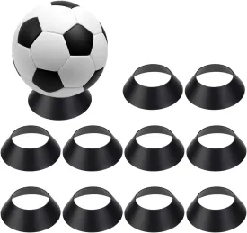 FINGERINSPIRE 10 Pcs Ball Display Stand Black Sphere Holder 2.5inch Plastic Memorabilia Ball Pedestal Sports Ball Storage Rack for Display Basketball Football Volleyball Softball or Other Round Items