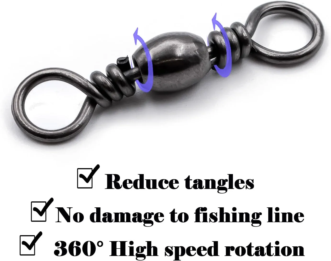 Fishing Barrel Swivels - 50Pcs Solid Ring Rolling Swivel Connector High Strength Fishing Terminal Tackle for Saltwater Sea Fishing