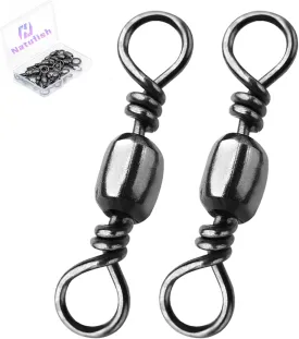 Fishing Barrel Swivels - 50Pcs Solid Ring Rolling Swivel Connector High Strength Fishing Terminal Tackle for Saltwater Sea Fishing