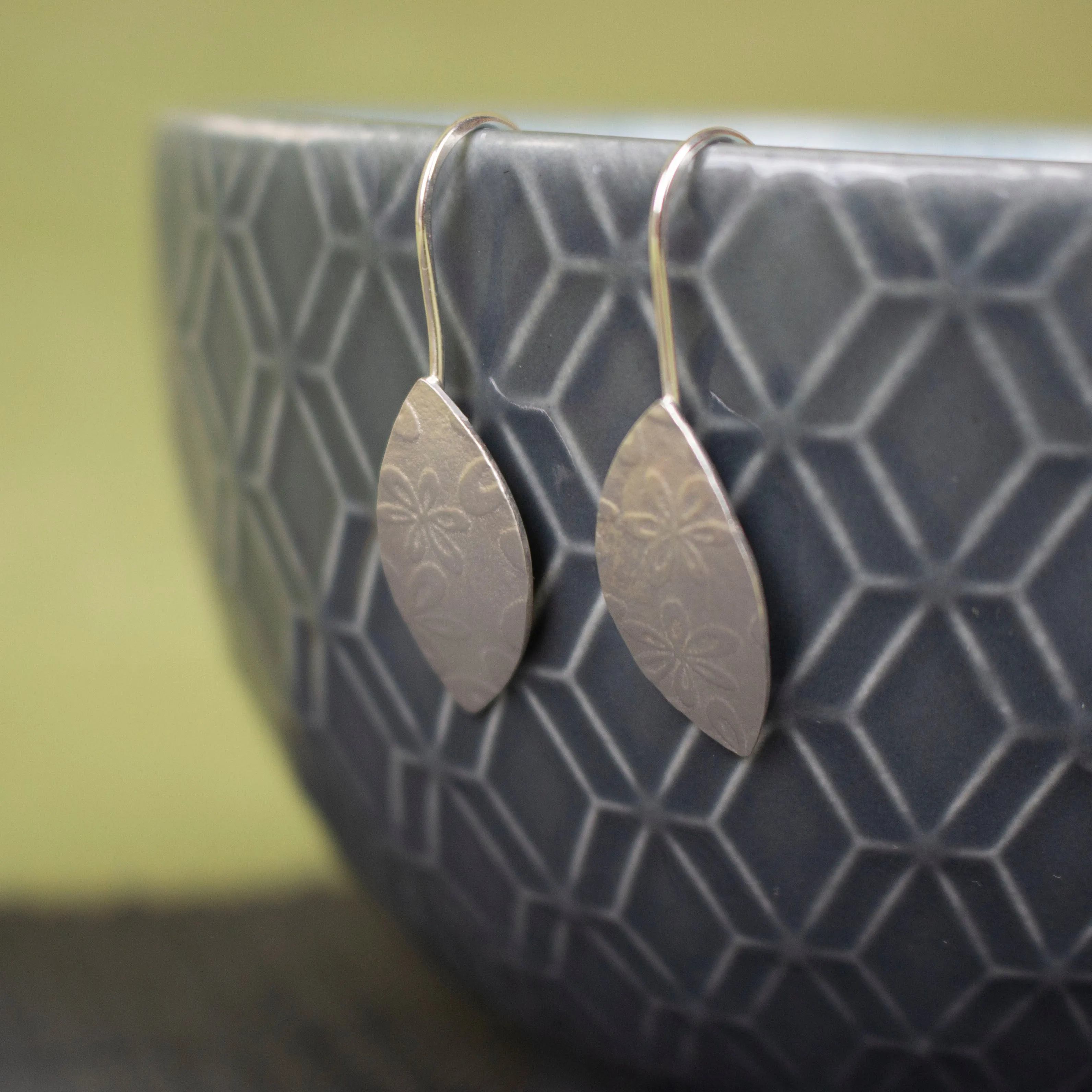 Floral Petal Silver Earrings