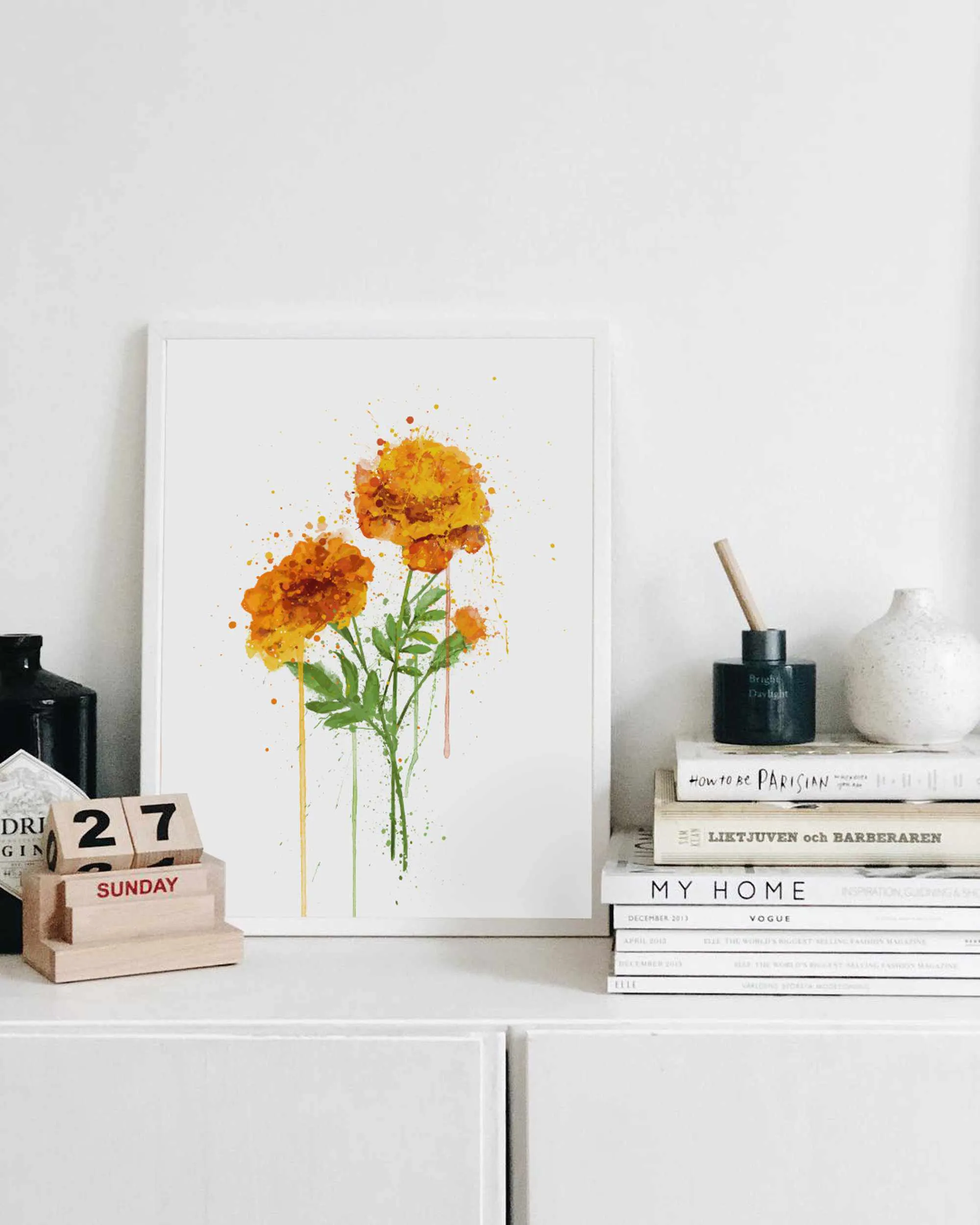 Flower Wall Art Print ‘Marigold'
