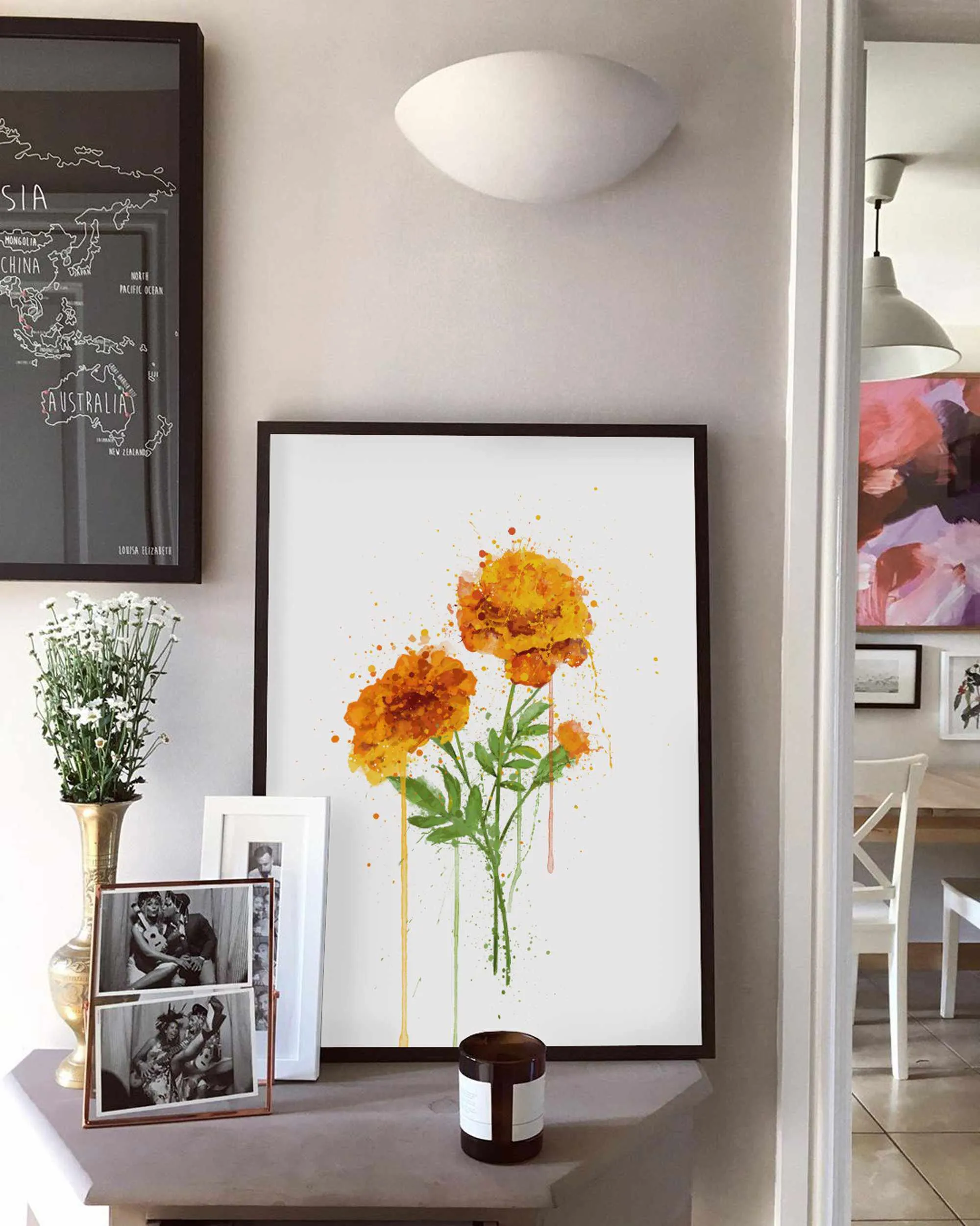 Flower Wall Art Print ‘Marigold'