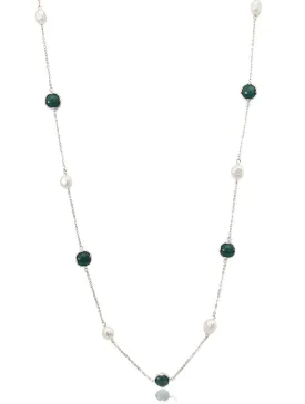 Freshwater Pearl Rhodium Chain Necklace