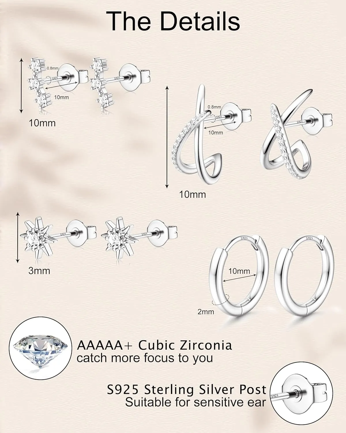 FUNRUN JEWELRY 925 Sterling Silver Small Gold Stud Hoop Earrings for Women Hypoallergenic 14k Gold Plated Earring Set for Women Studs Dainty Huggie Hoop Stud Earrings Cartilage Earring Stacks 4Pairs