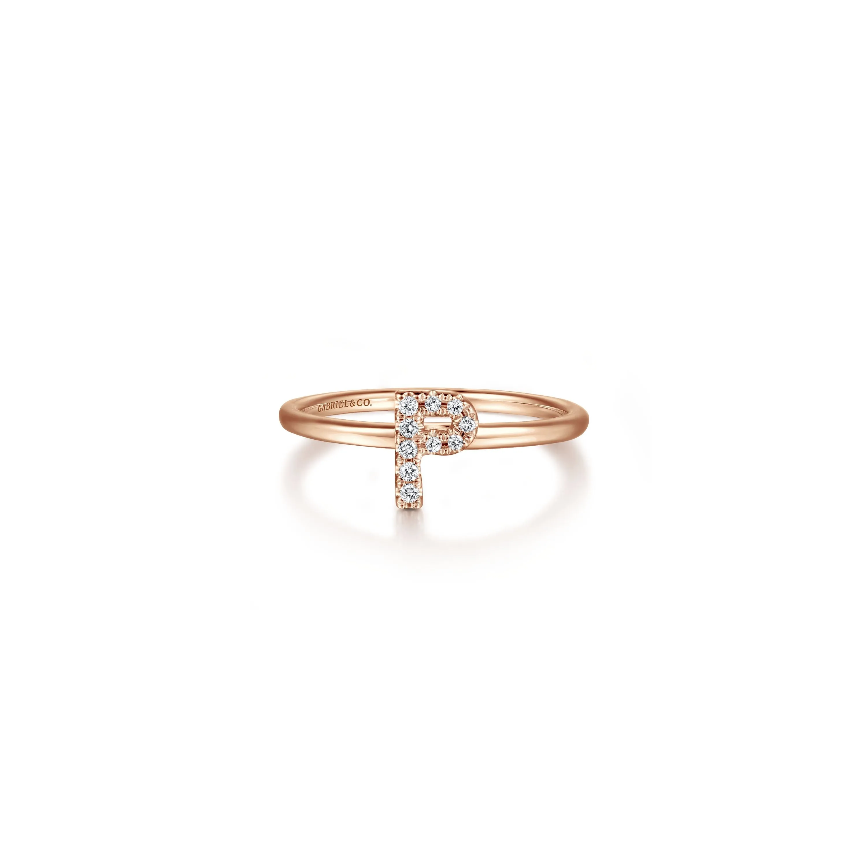 Gabriel 14K Gold Pavé Diamond Initial Ring