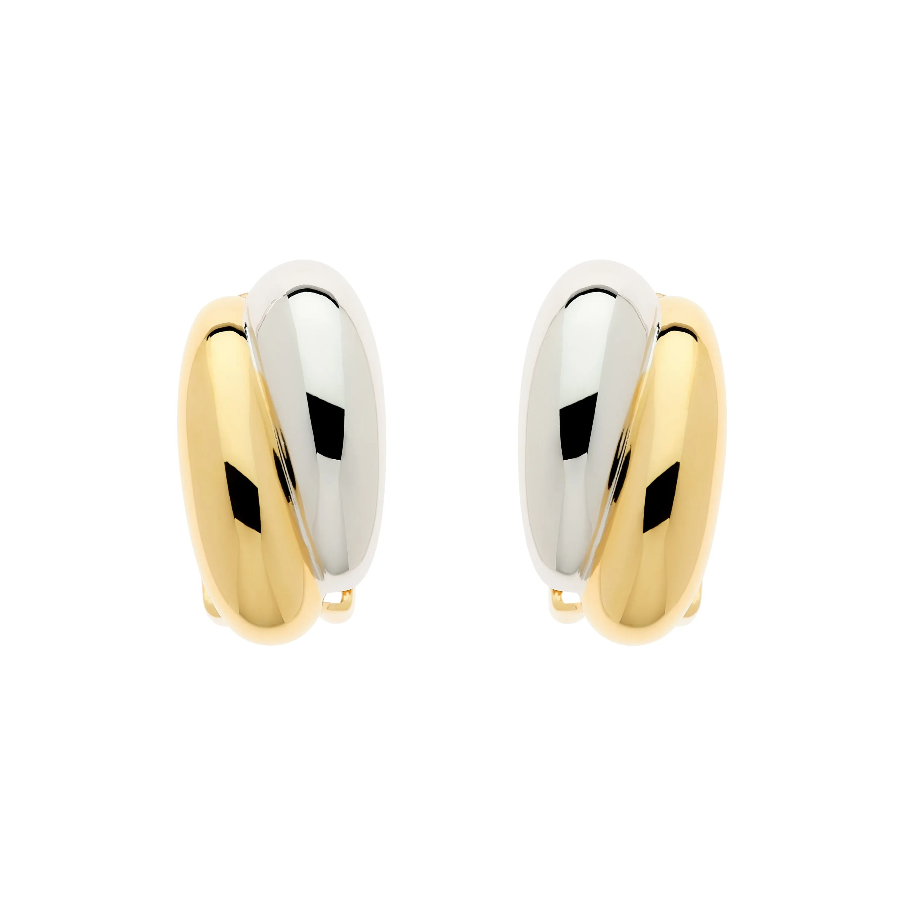 Gold & Platinum Curve Clip Earrings