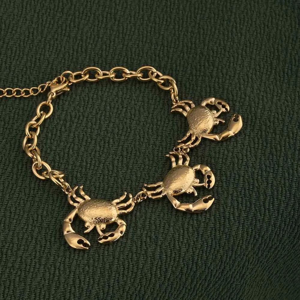 Gold Crab Charm Bracelet