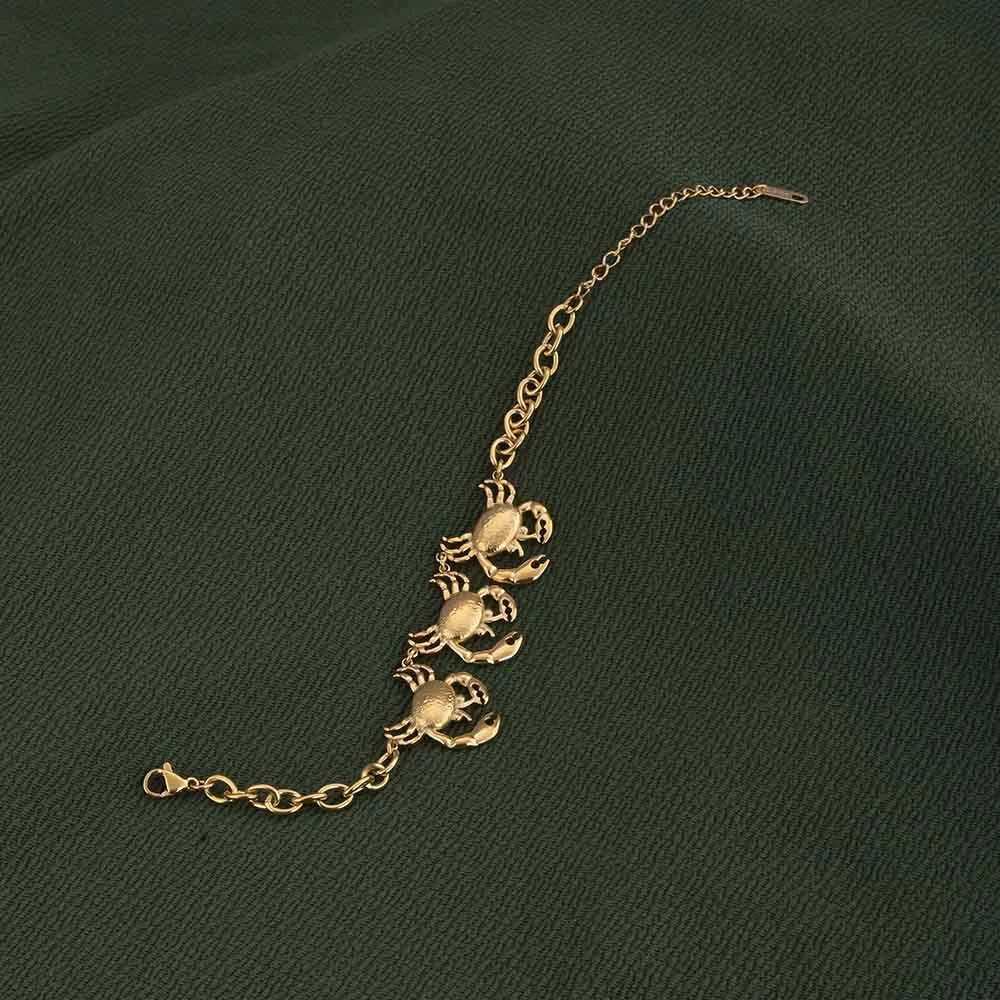 Gold Crab Charm Bracelet