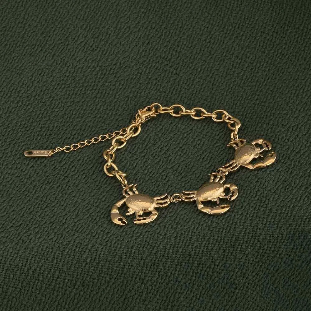 Gold Crab Charm Bracelet