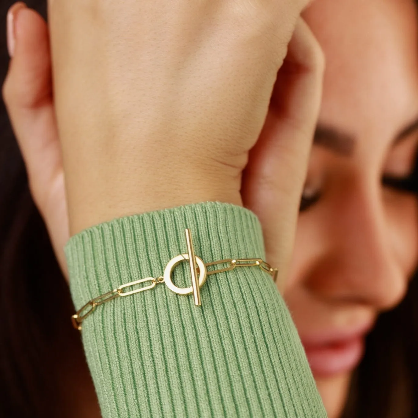 Gold Plated Long Link Charm Collector Bracelet