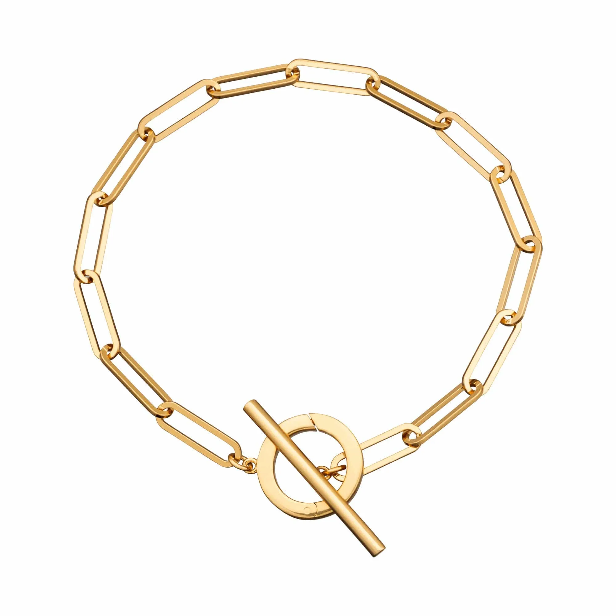 Gold Plated Long Link Charm Collector Bracelet