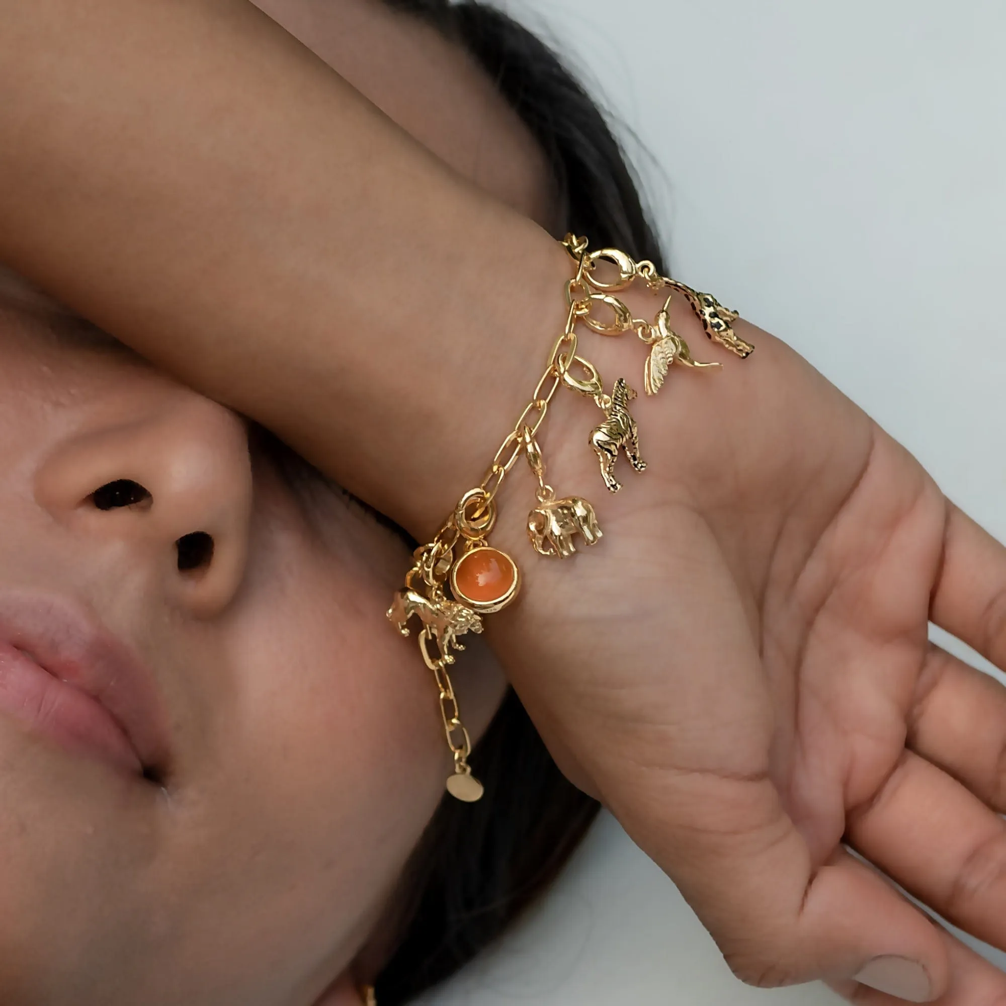 Gold Plated Oval Link Charm Bracelet