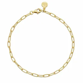 Gold Plated Oval Link Charm Bracelet