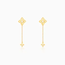 Golden Artsy Floral Earrings