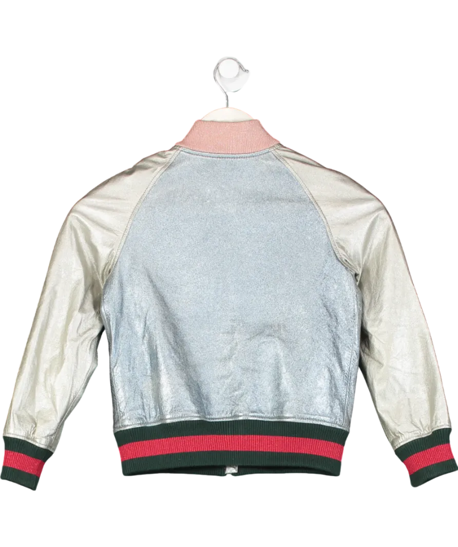 Gucci Blue Metallic Bomber Jacket 8 Years