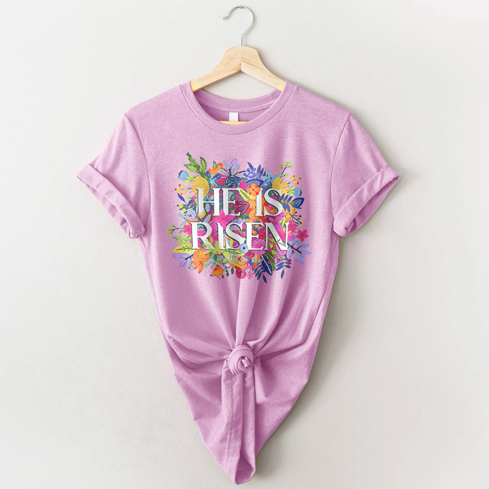 He Is Risen Bright Easter Flowers Tee