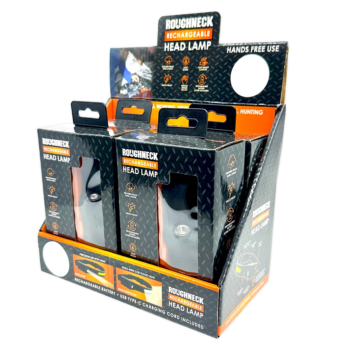 Headlamp Flashlight with Motion Sensor - 4 Pieces Per Retail Ready Display 41671