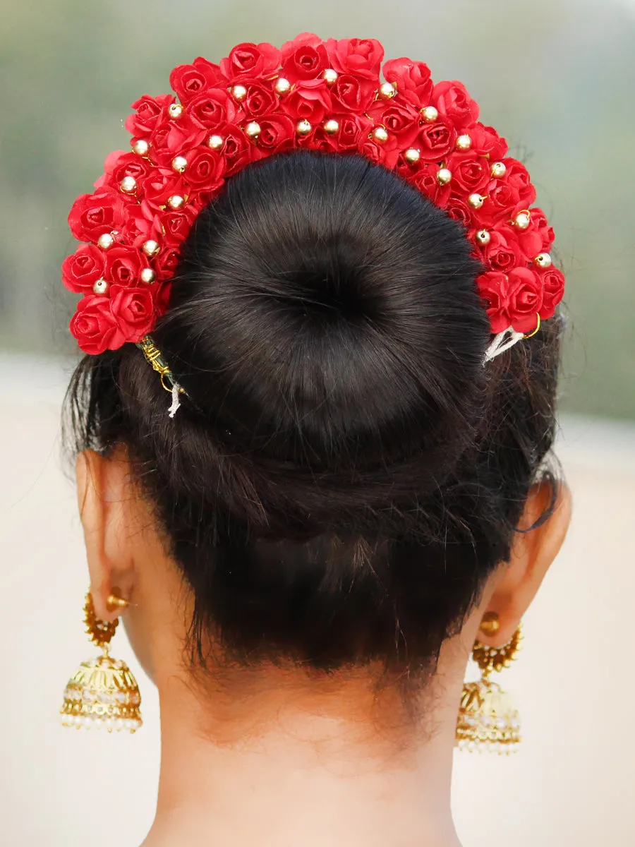 Henna Artificial Flowers Hair Bun Bridal Gajra