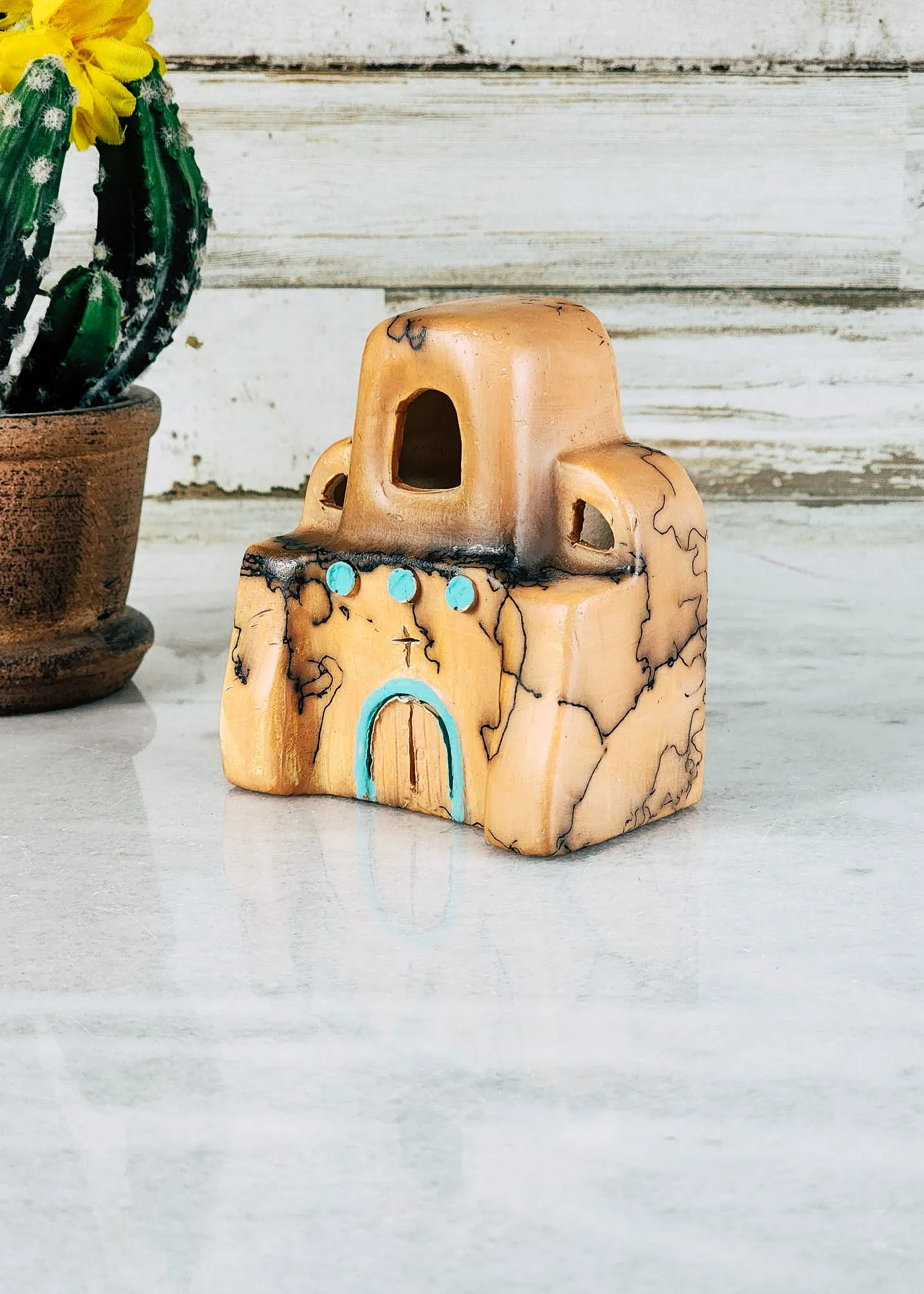 Horse Hair Pottery Tealight/Nightlight Church