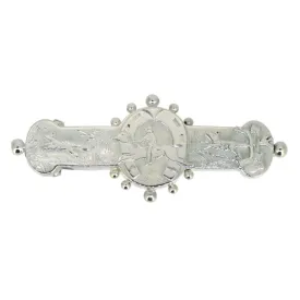 Hunting Scene Silver Brooch