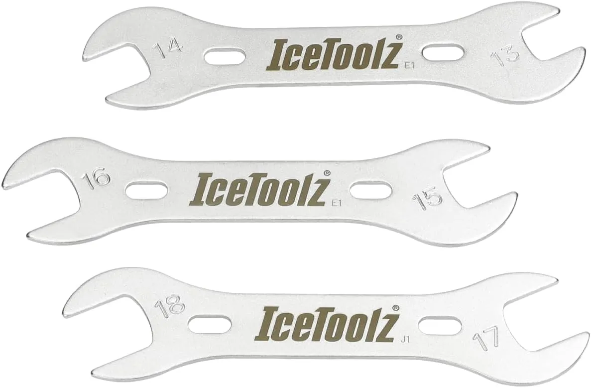 Icetoolz Bicycle Cone Wrench Repair Tools 3 Piece Set | 13mm - 18mm | Combo Set of Cone Wrenches