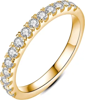 IMOLOVE Moissanite Wedding Band Wedding Rings for Women 925 Sterling Silver Rings with 18K White Gold Plated Eternity Stackable Engagement Ring Anniversary Band Size 3.5-12