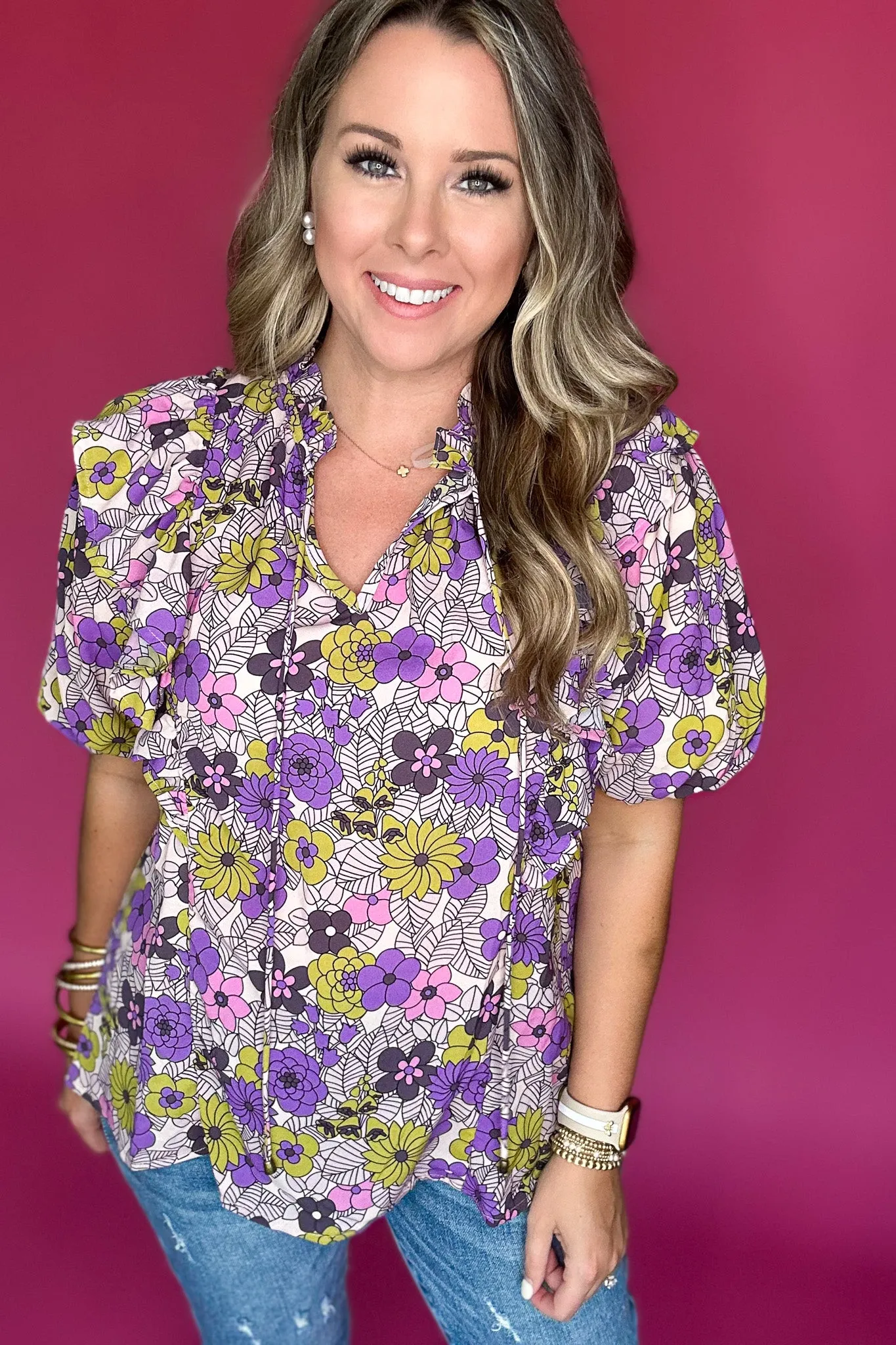 It's You Floral Top - Purple Moss