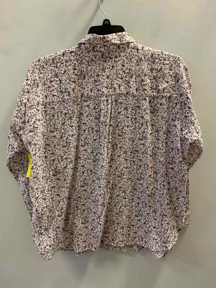 J JILL Tops Size L LAVENDER/WHT/BLK Floral LONG SLEEVES TOP
