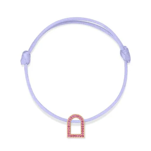 L'Arc Voyage Charm MM, 18k Rose Gold with Galerie Pink Sapphires on Silk Cord
