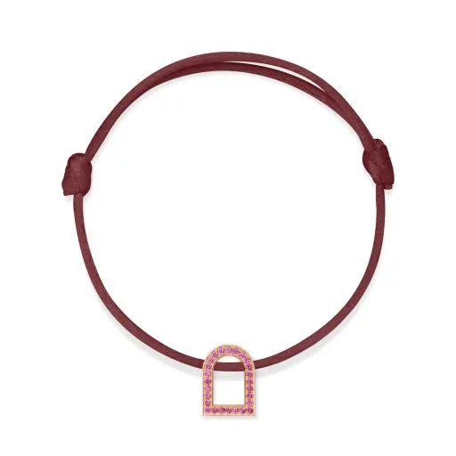 L'Arc Voyage Charm MM, 18k Rose Gold with Galerie Pink Sapphires on Silk Cord