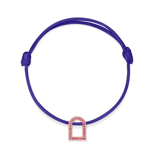 L'Arc Voyage Charm MM, 18k Rose Gold with Galerie Pink Sapphires on Silk Cord